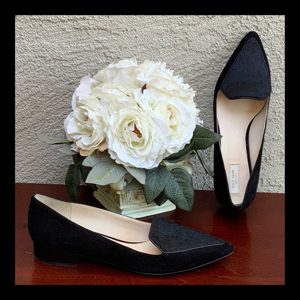 Cole Haan Dellora Suede and Calfhair Flats